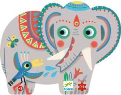 DJECO Formadobozos puzzle - Elefánt és barátai, 24 db-os - Haathee, Asian elephant (7208)