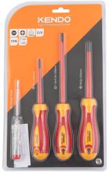 Kendo VDE szigetelt csavarhúzó készlet 3+1r. SL+PH+fázisceruza No. 20481 (20481) - szerszamplusz