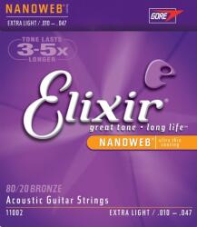 Elixir 80/20 Bronz Akusztikus Gitárhúr (Nanoweb bevonat)