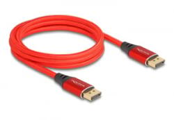 Delock DisplayPort kábel 16K 60 Hz 2 m piros fém (80632) (80632)
