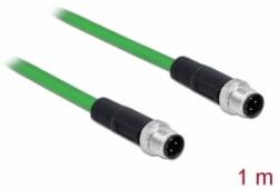 Delock Hálózati kábel M12 4 tűs D-kódú apa - apa TPU 1 m hosszú (85917) - aqua