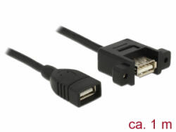 Delock Kábel, USB 2.0-s A típusú csatlakozóhüvely > USB 2.0-s A-típusú csatlakozóhüvely, panelrögzít (85460) (85460)