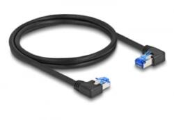 Delock RJ45 hálózati kábel Cat. 6A S/FTP jobb / bal, hajlított, 1 m, fekete színű (80464)