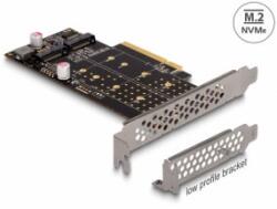 Delock PCI Express x8 kártya - 2 x belső NVMe M. 2 Key M - elágazás - alacsony profilú formatényező (89837) - aqua