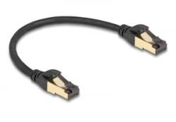 Delock RJ45 hálózati kábel Cat. 6A apa - apa S/FTP fekete 30 cm - Cat. 7 nyers kábellel, mely alkalmas bel- és kültéri használatra (80246)
