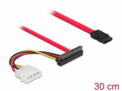 Delock SATA-kábel, 6 Gb/s, 7 tűs csatlakozóhüvely + 4 tűs Molex-csatlakozódugó > 22 tűs SATA-csatlakozóhüvely, felfelé ívelt, 50 cm
