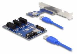 Delock Riser Card PCI Express x1 3 x PCIe x1 50 cm-es USB-kábellel (41442) (41442) - aqua