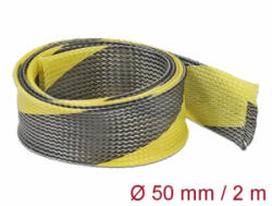 Delock Fonott kábelharisnya nyújtható 2 m x 50 mm fekete-sárga (20757) (20757)