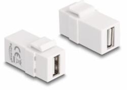 Delock Keystone modul, USB 2.0 A-csatlakozóhüvely > USB 2.0 A-csatlakozóhüvely, fehér (87830) - aqua