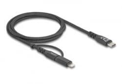 Delock 2 az 1-ben USB kábel USB Type-C - USB Type-C / Lightning iPhone és iPad eszközökhöz 1 m MFi 60 W (81170) (81170)