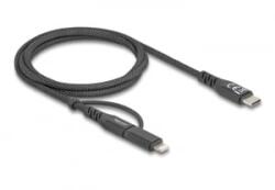 Delock 2 az 1-ben USB kábel USB Type-C - USB Type-C / Lightning iPhone és iPad eszközökhöz 1 m MFi 60 W (81170)