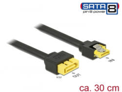 Delock Hosszabbító kábel 6 Gb/s SATA kimeneti > SATA apa 8 tűs tápcsatlakozó retesszel, hossza 30 cm (84946) - aqua