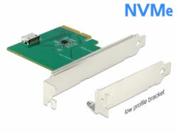 Delock PCI Express x4-kártya > 1 x belső OCuLink SFF-8612 - alacsony profilú formatényező (90307) - aqua