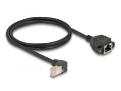 Delock Hálózat bővítő kábel S/FTP RJ45 apa 90 hajlított - RJ45 beépített anya Cat. 6A 1 m fekete (80311) (80311)