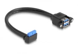 Delock Kábel USB 5 Gbps tűfejes anya 90 -ban hajlított végződéssel és 2 db. -os beépített USB 5 Gbps A-típusú anya végződéssel 50 cm (83007) - aqua