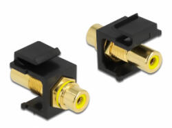 Delock Keystone modul, RCA-csatlakozóhüvely > RCA-csatlakozóhüvely, aranyozott, sárga / fekete (86743) - aqua