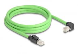 Delock RJ45 hálózati kábel Cat. 6A apa - apa lefelé néző csatlakozódugóval SF/UTP alkalmas kábelvezető láncokhoz PUR (TPU) 2 m zöld (80896) (80896)