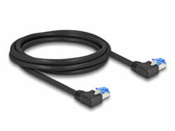 Delock RJ45 hálózati kábel Cat. 6A S/FTP balra hajló 2 m fekete (80211) (80211)