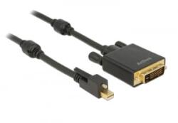 Delock Kábel mini Displayport 1.2-dugós csatlakozó csavarral > DVI-csatlakozódugó 4K aktív fekete 3m (83727) - aqua