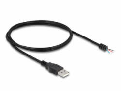Delock A-típusú USB 2.0 kábel apa - 4 db. nyitott vezeték 1 m fekete (64184) (64184)