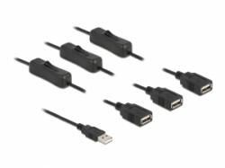 Delock USB A-típusú kábel apa 3 db. USB A-típusú anya kapcsolóval ellátott, 1 m (86804) - aqua