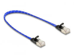 Delock RJ45 lapos hálózati kábel fonott borítással Cat. 6A U/FTP 0, 3 m, kék (80381)