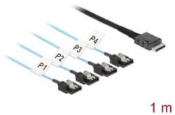Delock Kábel OCuLink SFF-8611 > 4 x 7 tűs SATA 1 m fém (85829) - aqua