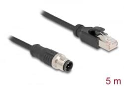 Delock Kábel M12 D kódolt 4 tűs apa - RJ45 apa PVC 5 m hosszú (80852)