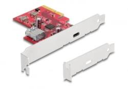 Delock PCI Express x4 Kártya - 1 x külső USB 10 Gbps USB Type-C hüvely + 1 x belső A-típusú USB 10 Gbps hüvely - alacsony profilú (90158) (90158) - aqua