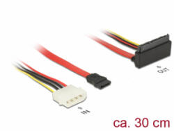 Delock SATA-kábel, 6 Gb/s, 7 tűs csatlakozóhüvely + 4 tűs Molex-csatlakozódugó > 22 tűs SATA-csatlak (85514) - aqua
