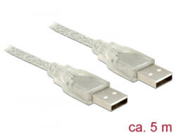 Delock USB 2.0-s kábel A-típusú csatlakozódugóval > USB 2.0-s, A-típusú csatlakozódugóval, 5 m, átte (83891) - aqua