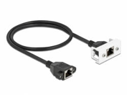 Delock Cat. 6A hálózat kibővítő kábel Easy 45 modulhoz S/FTP RJ45 anya - RJ45 anya, 50 cm, fekete (87130)