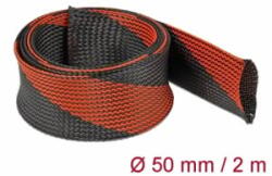 Delock Fonott kábelharisnya nyújtható 2 m x 50 mm fekete-piros (20758) (20758)