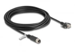 Delock M12 kábel A-kódú 8 tűs anya - RJ45 apa csavarokkal Cat. 5e FTP 5 m hosszú fekete (80430)