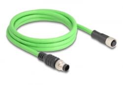 Delock Kábel M12 A kódolt 8 tűs apa - anya PUR (TPU) 2 m (80402) (80402)