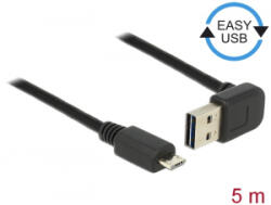 Delock Kábel EASY-USB 2.0-s A típusú csatlakozódugó, ívelt felfelé / lefelé > USB 2.0-s Micro-B-típu (83538) (83538)