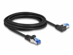 Delock RJ45 hálózati kábel Cat. 6A S/FTP egyenes / balra hajló 3 m fekete (80220) (80220)