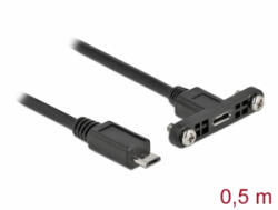 Delock Kábel, USB 2.0-s Micro-B típusú csatlakozóhüvely, panelrögzítés > USB 2.0-s Micro-B típusú cs (35108) - aqua