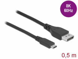 Delock Kétirányú USB Type-C - DisplayPort kábel (DP Alt Mode) 8K 60 Hz 0, 5 m DP 8K ellenőrzött (86037) - aqua