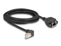 Delock Hálózat bővítő kábel S/FTP RJ45 apa 90 hajlított - RJ45 beépített anya Cat. 6A 3 m fekete (80313) (80313)