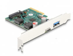 Delock PCI Express x4 Kártya - 1 x külső USB 10 Gbps Type-C anya + 1 x külső A-típusú USB 10 Gbps anya - alacsony profil (90107)