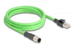 Delock Kábel M12 D kódolt 4 tűs apa - RJ45 apa PUR (TPU) 2 m (80427)