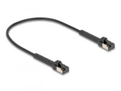 Delock RJ45 vékony hálózati kábel Cat. 6A U/FTP hajlítható fekete 0, 25 m hosszú (80932)