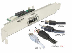 Delock Hátlapi lemez 1 x eSATApd 5 V / 12 V csatlakozóval (63921) - aqua
