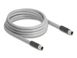 Delock M12 kábel L-kódolt 5 tűs apa - apa PUR húzóláncokhoz alkalmas 3 m szürke (80534) (80534)