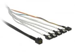 Delock kábel mini SAS HD SFF-8643 > 4 x SATA 7 tűs + Sideband 0, 5 m fém (83315) (83315) - aqua