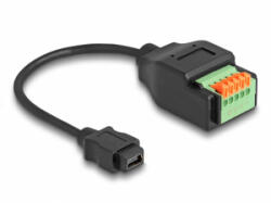 Delock Mini-B-típusú USB 2.0 kábel anya - terminal block adapter lenyomó gombbal 15 cm (66252) (66252) - aqua