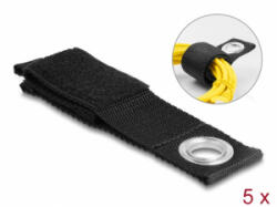 Delock Nagy teherbírású tépőzáras pánt szorító szemmel hossza 260 x szélessége 38 mm, 5 db. fekete (19560)