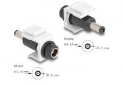 Delock Keystone modul, DC 5, 5 x 2, 1 mm-csatlakozóhüvely, DC 5, 5 x 2, 1 mm méretű apa, fehér (84174)