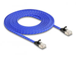 Delock RJ45 lapos hálózati kábel fonott borítással Cat. 6A U/FTP 5 m, kék (80386)